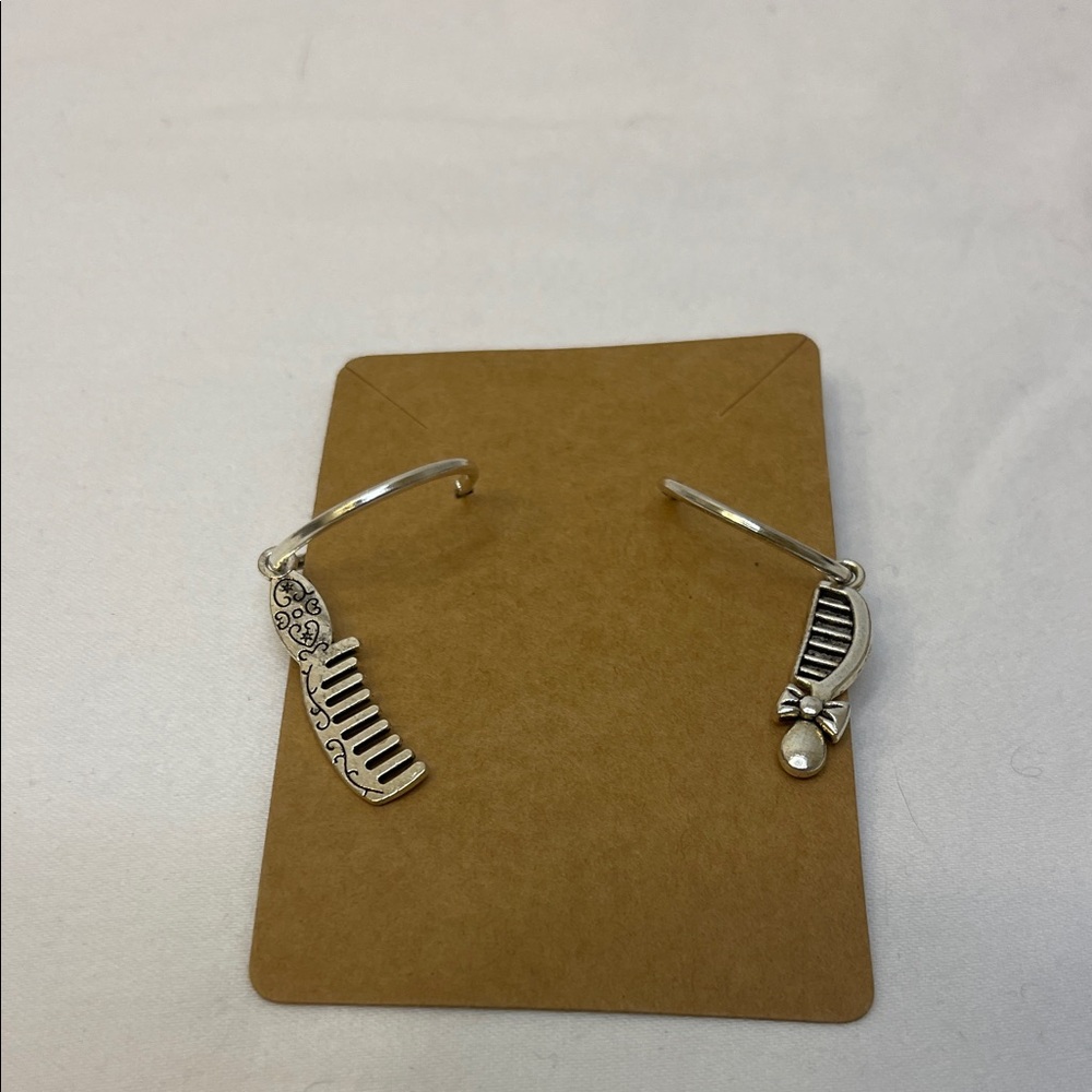Silver Comb Charm Earrings